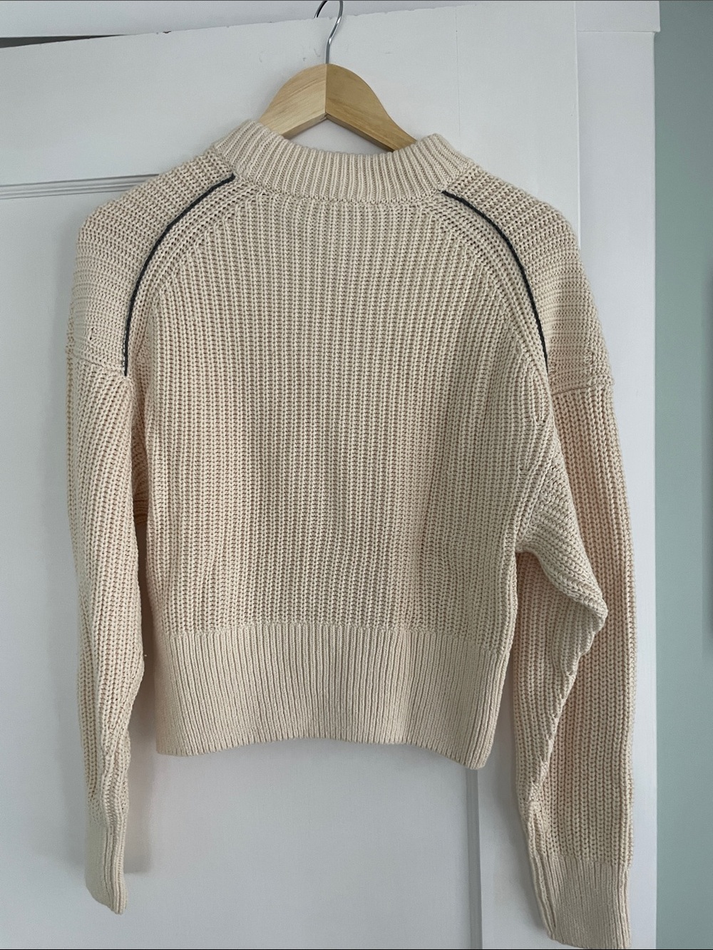 NWT Everlane Cream Ribbed Organic-Cotton Crewneck Sweater, Size Small - Picture 6 of 6